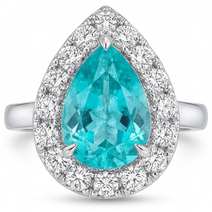Halo Ring 14K White Gold with Neon Paraiba – main view