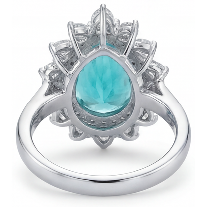 Neon Paraiba Halo Setting Ring 6.50-ct 14K White Gold – profile view