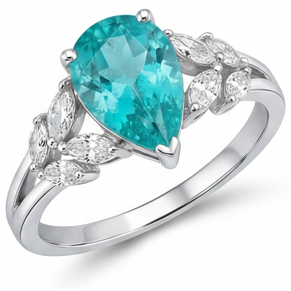 Sparkling Neon Paraiba Precious Stone Ring 2 ct – angle view