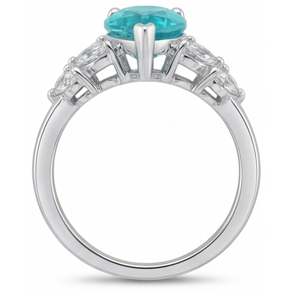 Sparkling Neon Paraiba Precious Stone Ring 2 ct – profile view