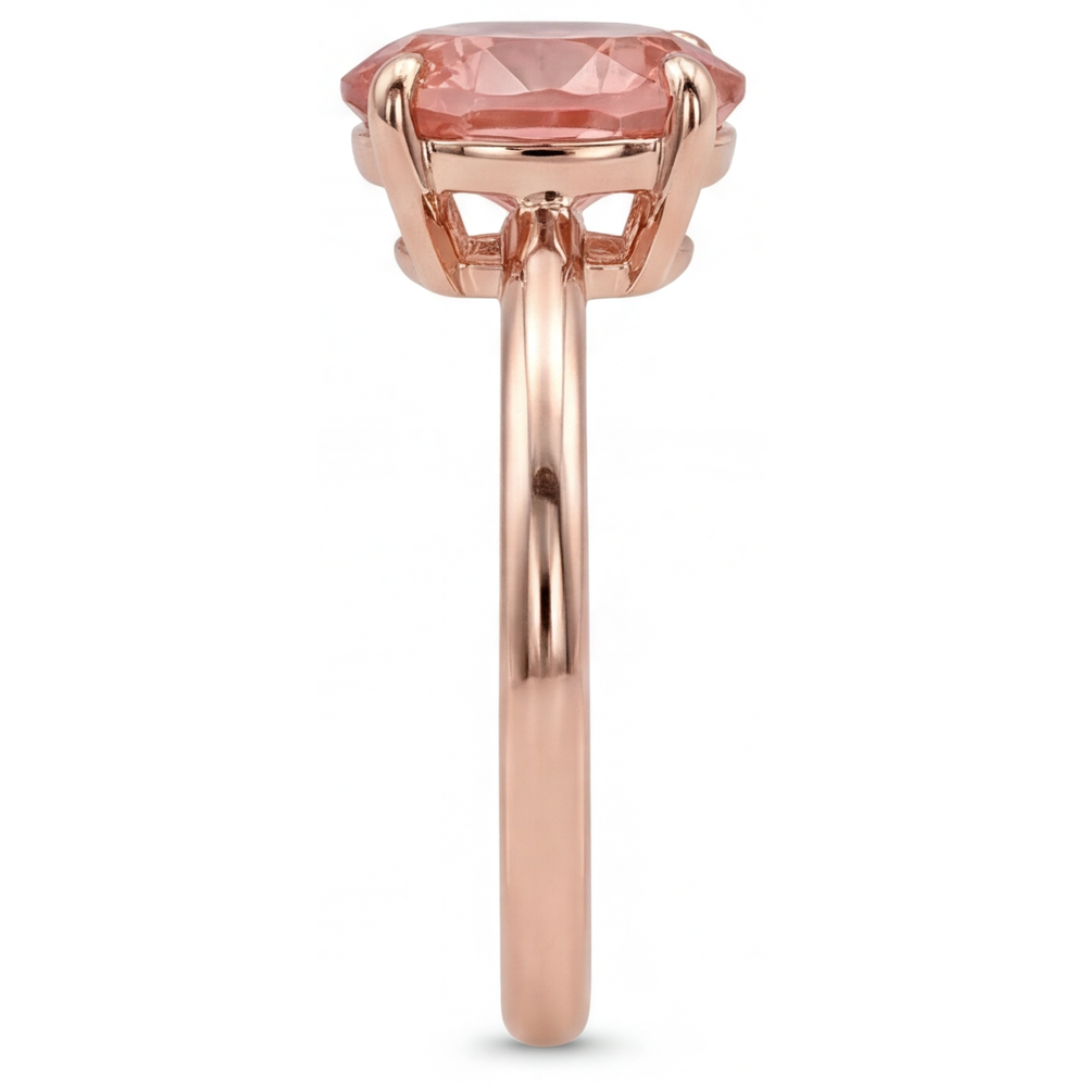 Oval Padparadscha Solitaire Ring Natural 14K Rose Gold