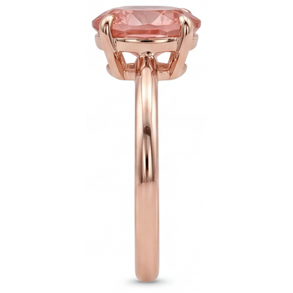 Oval Padparadscha Solitaire Ring Natural 14K Rose Gold