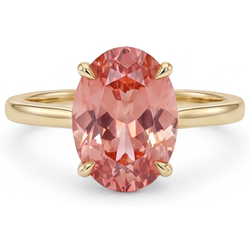 Oval Padparadscha Solitaire Ring Natural 14K Yellow Gold