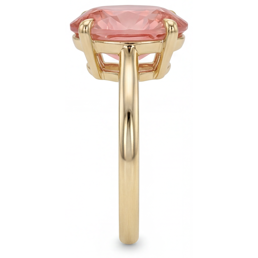 Oval Padparadscha Solitaire Ring Natural 14K Yellow Gold