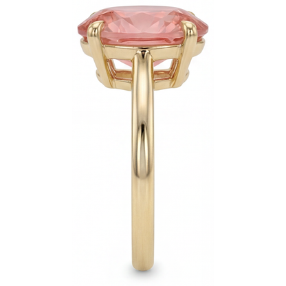 Oval Padparadscha Solitaire Ring Natural 14K Yellow Gold