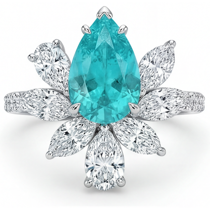 Radiant Paraiba Tourmaline Accent Solitaire Ring 1.75 ct – front view
