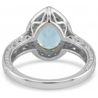 Natural Paraiba Tourmaline Halo Engagement Ring – profile view