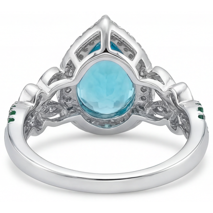 Real Paraiba Tourmaline Halo Engagement Ring 5.75 ct 14K White Gold – alternate view