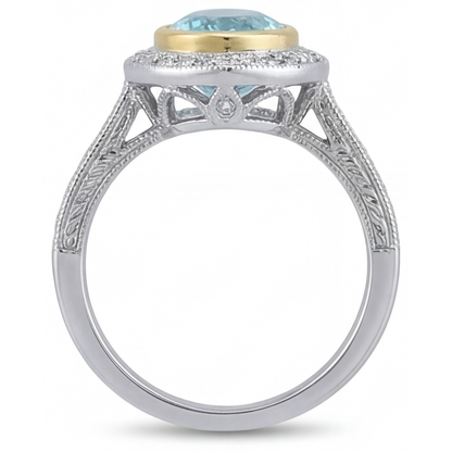 Paraiba Tourmaline Halo Ring 1.75-ct 14 Karat Two Tone Gold – back view