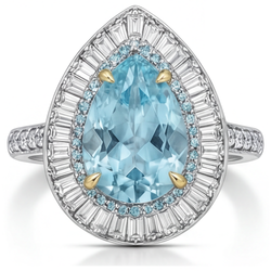 Paraiba Tourmaline VVS Clarity Halo Ring 7 ct in 14K Two Tone