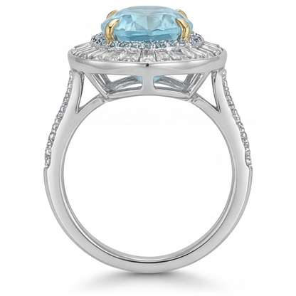 Real Paraiba Tourmaline Halo Ring – top view