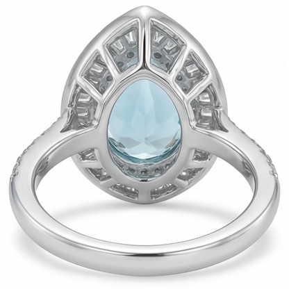 Pear Cut Paraiba Tourmaline ring in 14K Two Tone Gold – back view