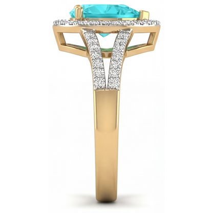 Natural Paraiba Tourmaline Halo Setting Ring 2 ct 14 Karat Two Tone Gold – top view