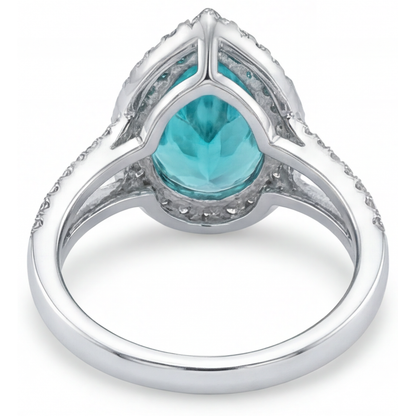 Paraiba Tourmaline Halo Setting Ring 5.25-ct 14 Karat White Gold – profile view