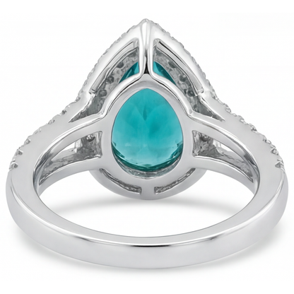 Paraiba Tourmaline Halo Setting Ring 5.50-ct 14K White Gold – top view