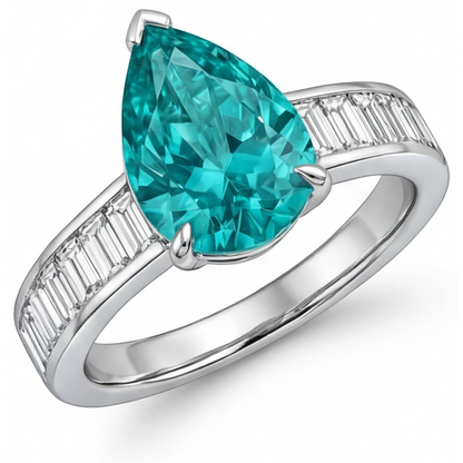 Paraiba Tourmaline Precious Stone Ring 2.50-ct 14K White Gold – angle view