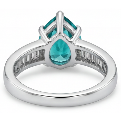 Earth-Mined Paraiba Tourmaline Precious Stone Ring 2.50 ct 14K White Gold – detail view