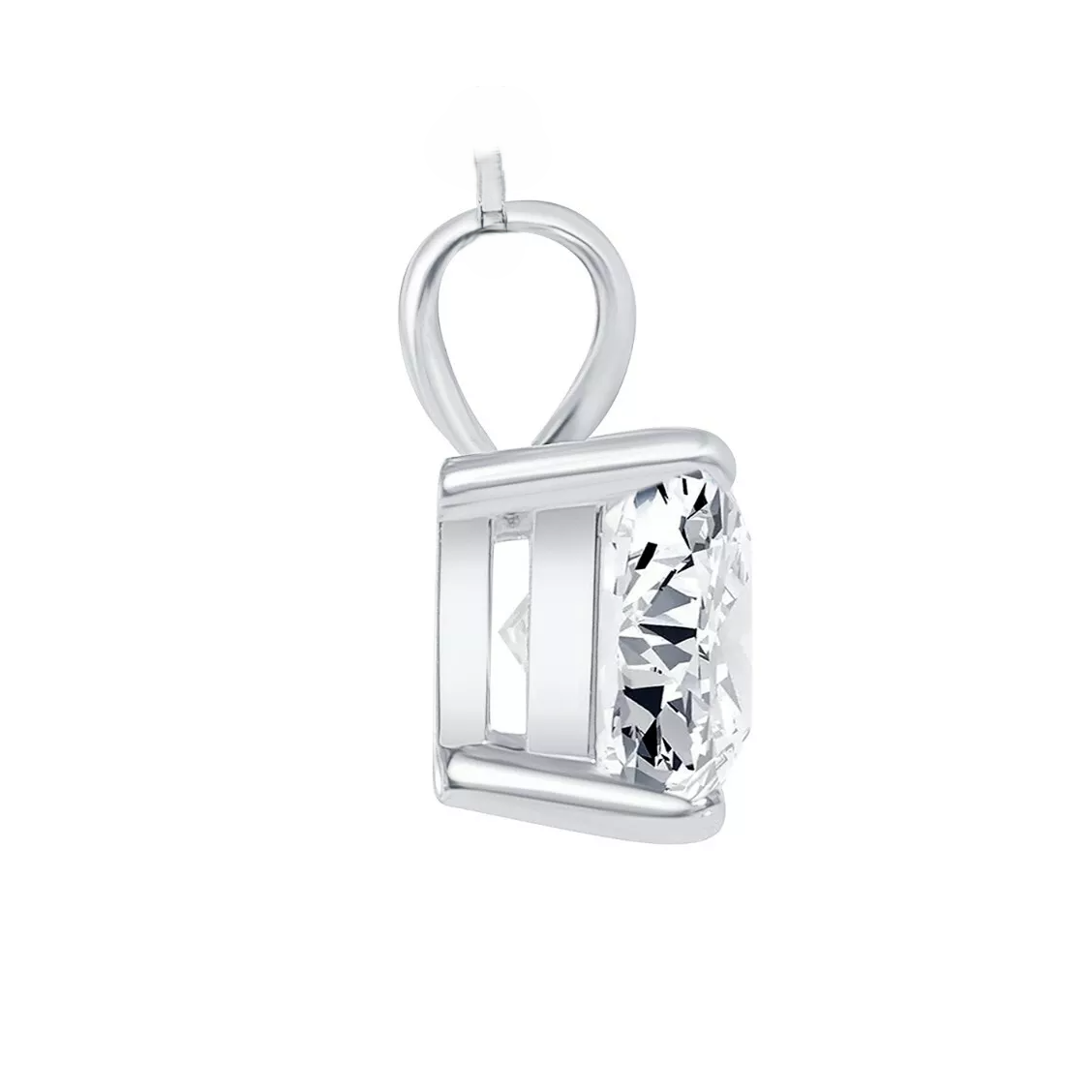 Sparkling Princess Cut Real Natural Earth Mined Diamond Necklace Pendant 2 Ct. White Gold 14K