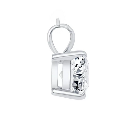 Sparkling Princess Cut Real Natural Earth Mined Diamond Necklace Pendant 2 Ct. White Gold 14K
