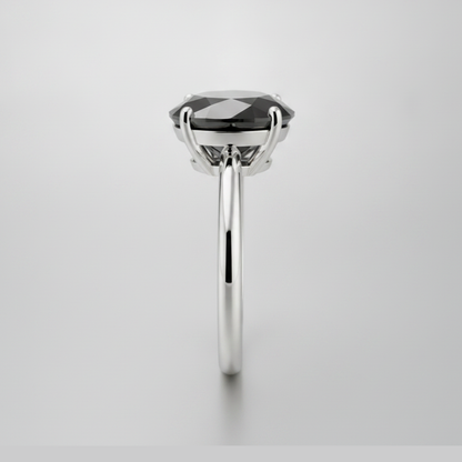 Pear Black Diamond Solitaire Ring Natural 14K White Gold