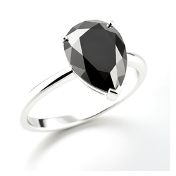 Black Diamond Jewellery 5 Carat Genuine Pear Solitaire Ring 14K White Gold