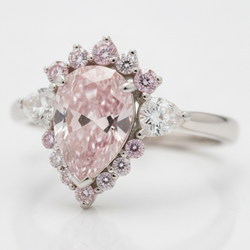 Pear Fancy Pink Diamond Semi Halo Ring Natural Platinum