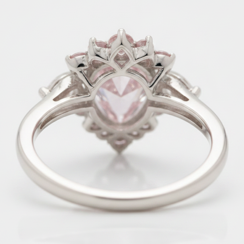 Pear Fancy Pink Diamond Semi Halo Ring Natural Platinum