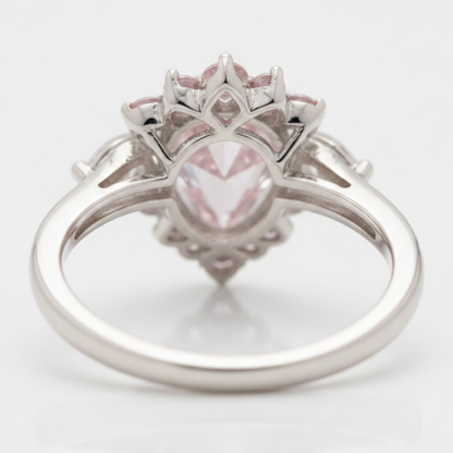 Pear Fancy Pink Diamond Semi Halo Ring Natural Platinum