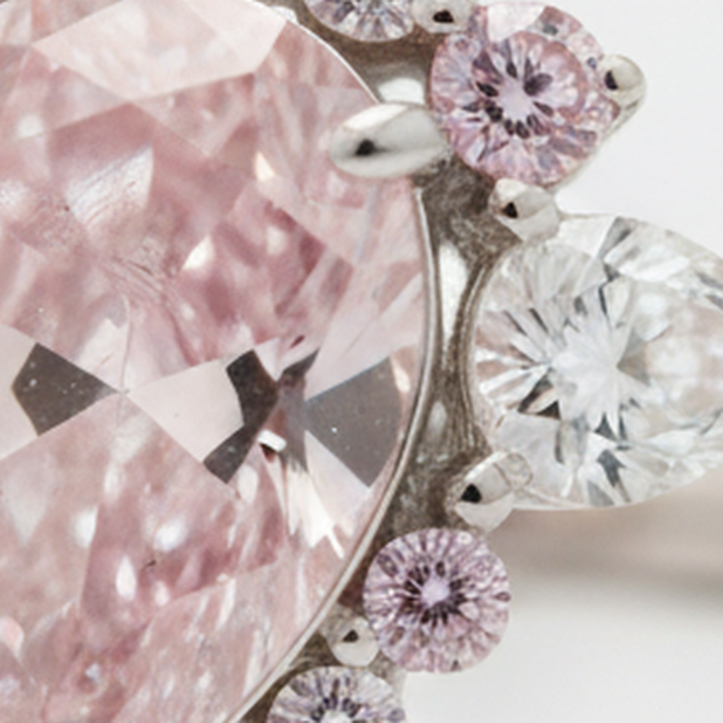 Pear Fancy Pink Diamond Semi Halo Ring Natural Platinum
