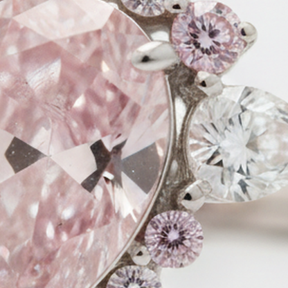Pear Fancy Pink Diamond Semi Halo Ring Natural Platinum