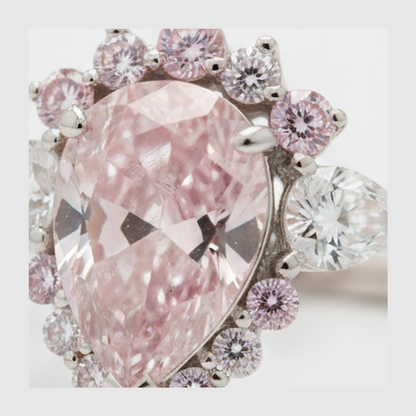 Pear Fancy Pink Diamond Semi Halo Ring Natural Platinum