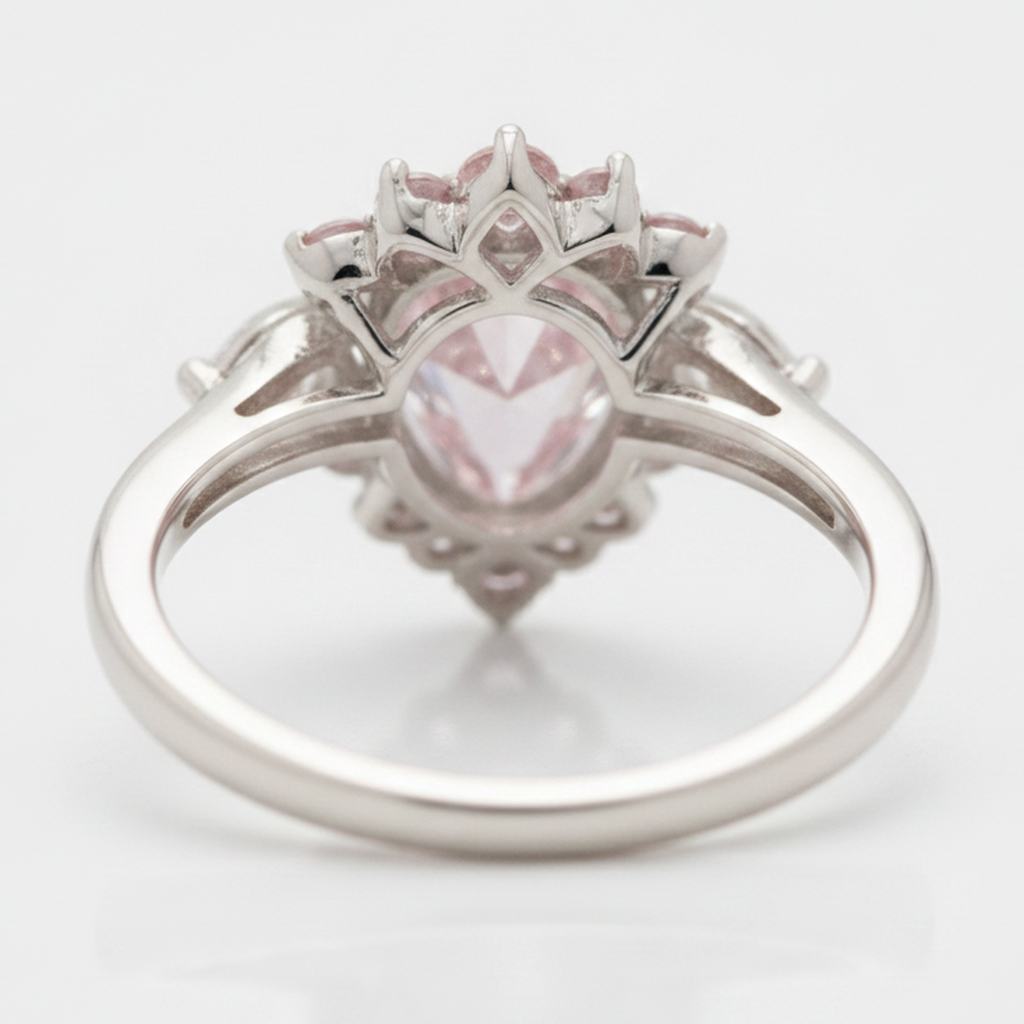 Pear Fancy Pink Diamond Semi Halo Ring Natural Platinum