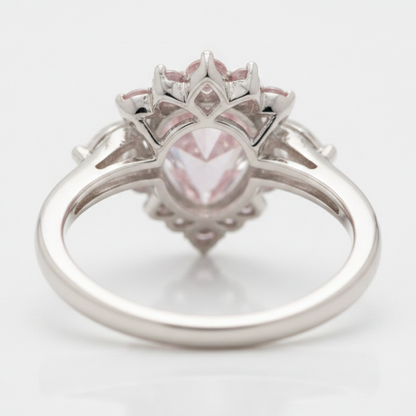 Pear Fancy Pink Diamond Semi Halo Ring Natural Platinum