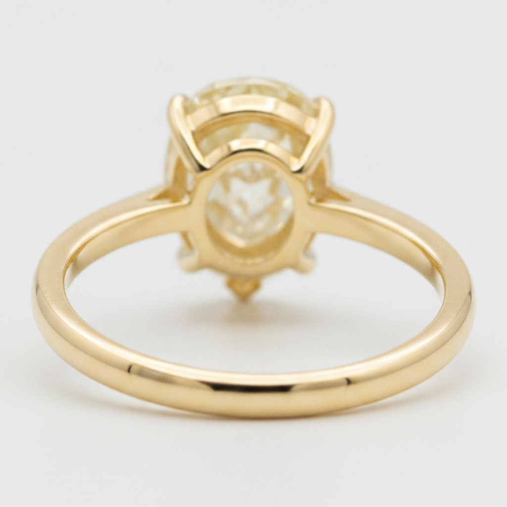 Pear Fancy Yellow Diamond Solitaire Ring Natural 18K Yellow Gold