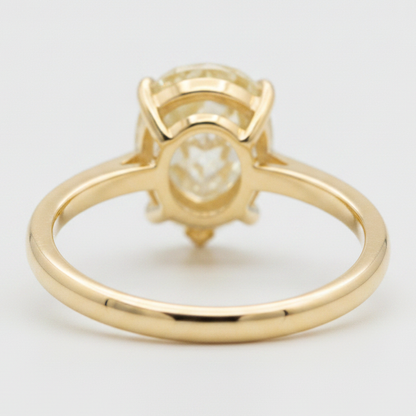 Pear Fancy Yellow Diamond Solitaire Ring Natural 18K Yellow Gold