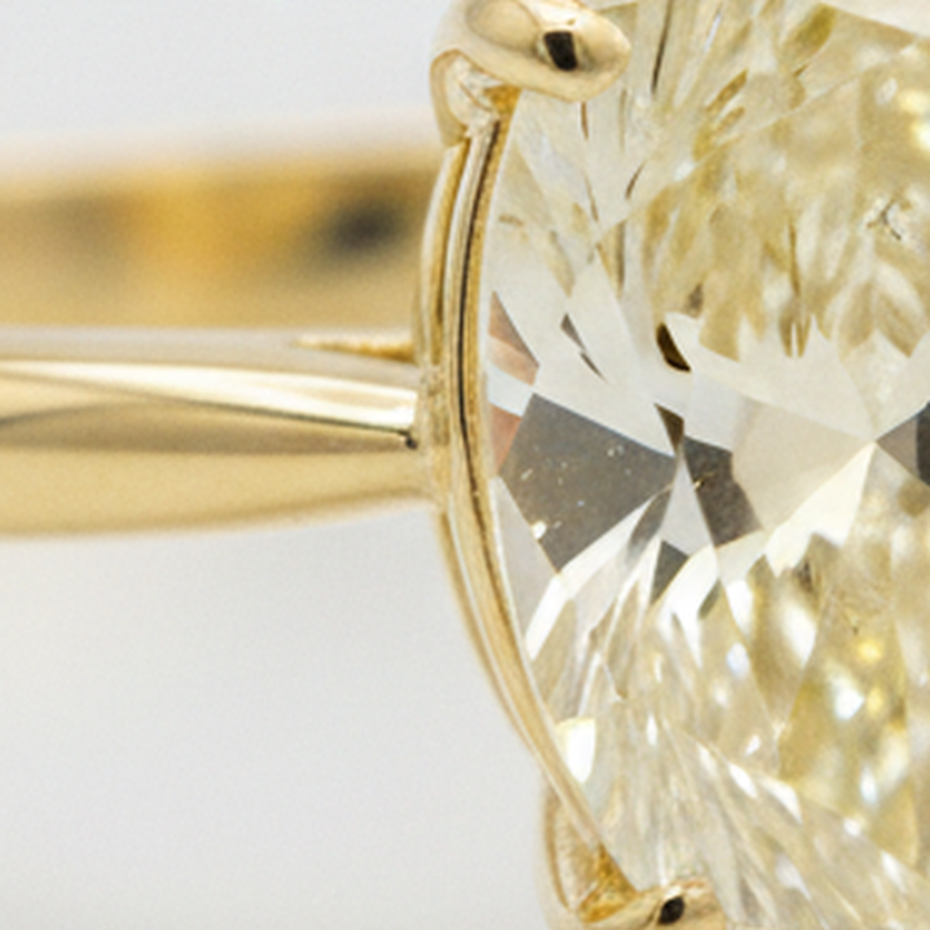Pear Fancy Yellow Diamond Solitaire Ring Natural 18K Yellow Gold