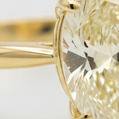 Pear Fancy Yellow Diamond Solitaire Ring Natural 18K Yellow Gold