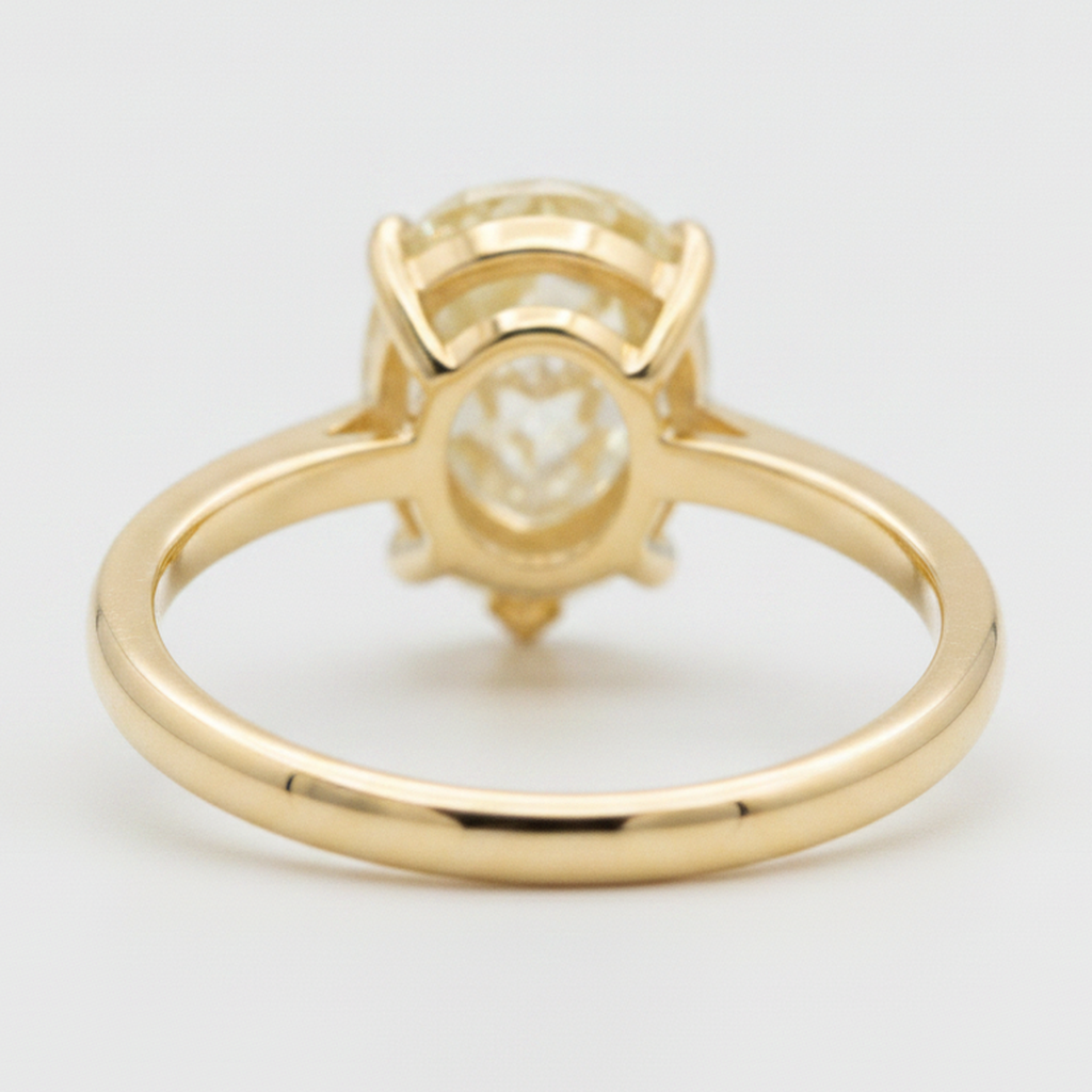 Pear Fancy Yellow Diamond Solitaire Ring Natural 18K Yellow Gold