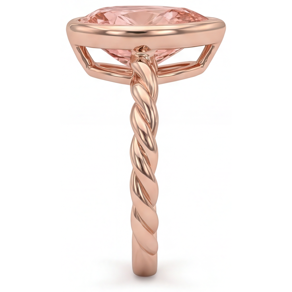 Pear Padparadscha Bezel Solitaire Ring Natural 14K Rose Gold