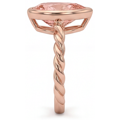 Pear Padparadscha Bezel Solitaire Ring Natural 14K Rose Gold