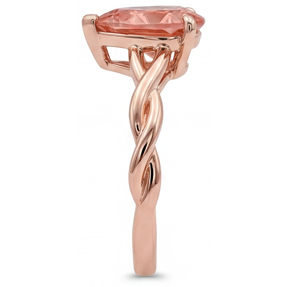Pear Padparadscha Solitaire Ring Natural 14K Rose Gold