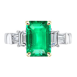 Big Green Emerald Gemstone Ring Natural Earth Mined Diamond Womens Jewelry