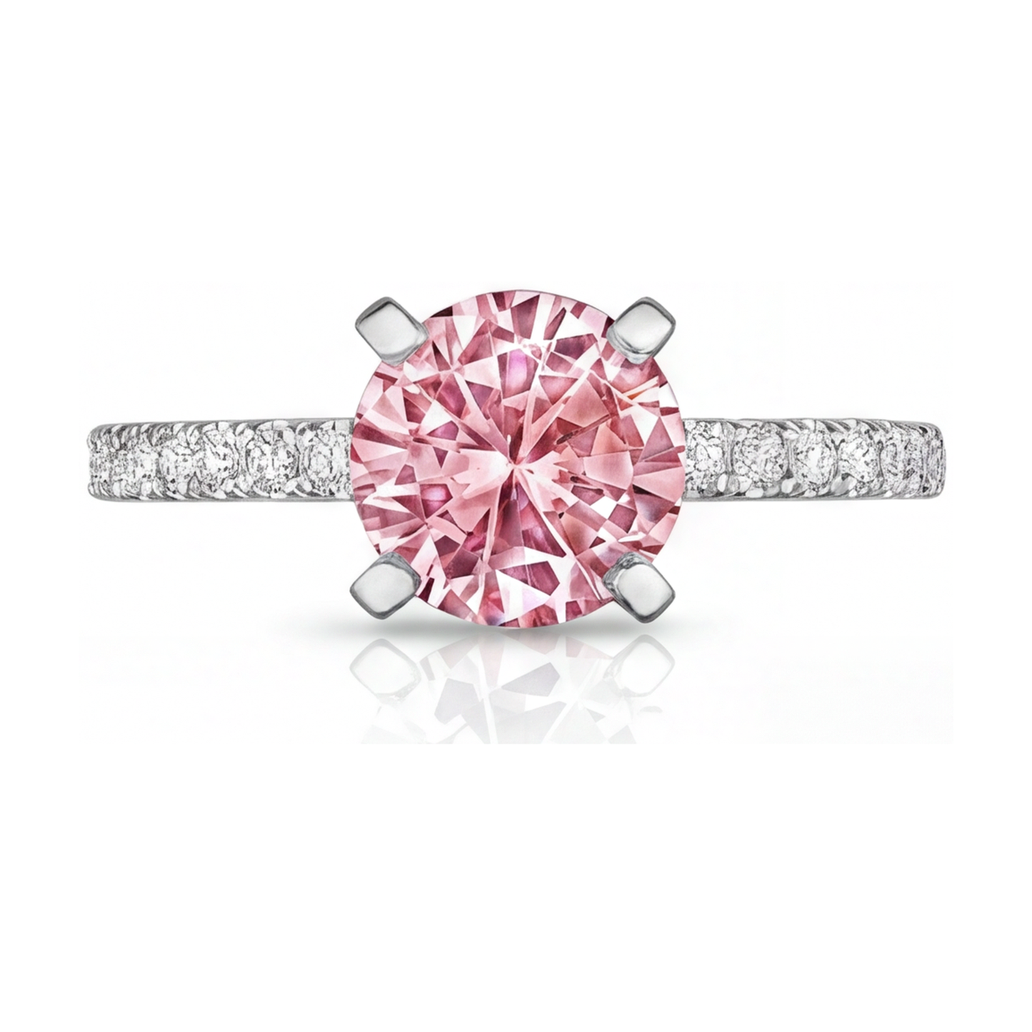 Pink Diamond Anniversary Ring 1.66 Carat Round