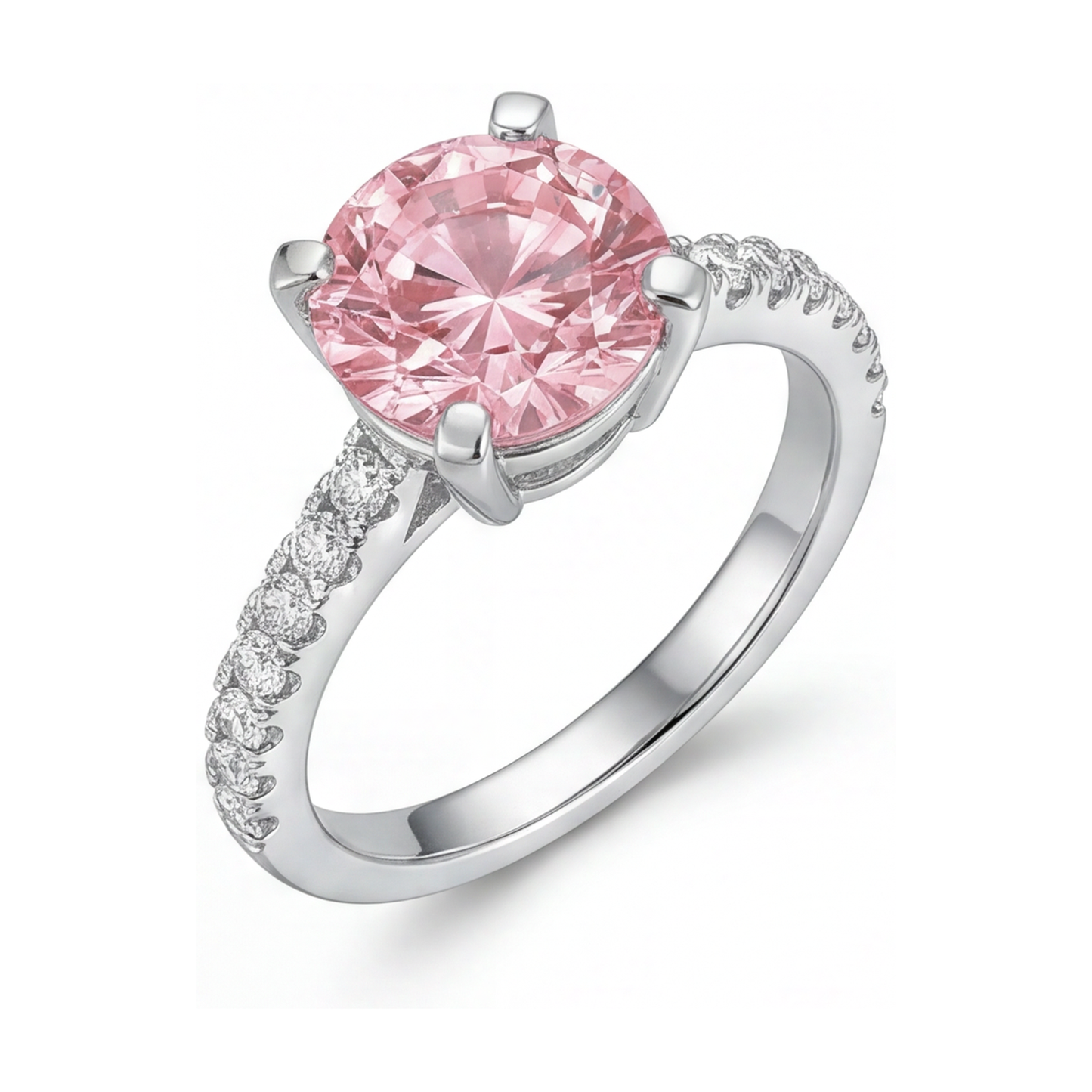 Pink Diamond Anniversary Ring 1.66 Carat Round
