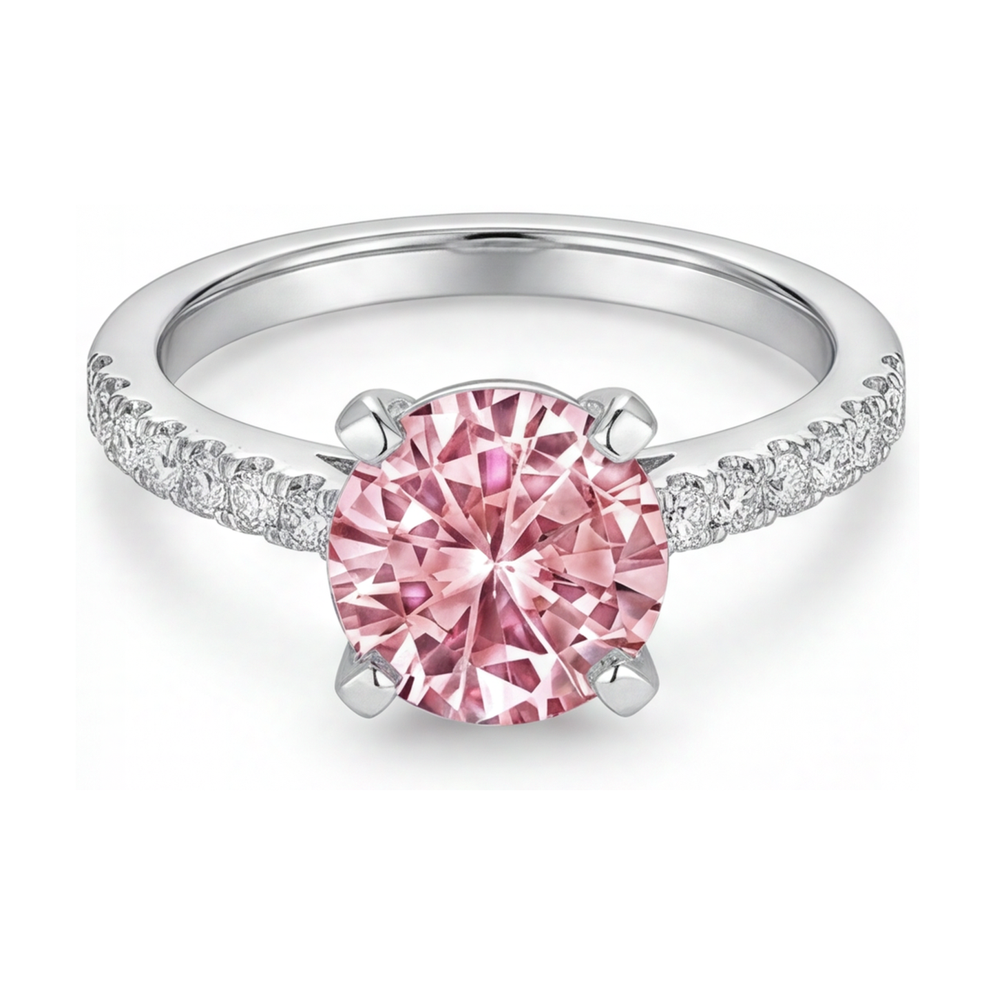 Pink Diamond Anniversary Ring 1.66 Carat Round