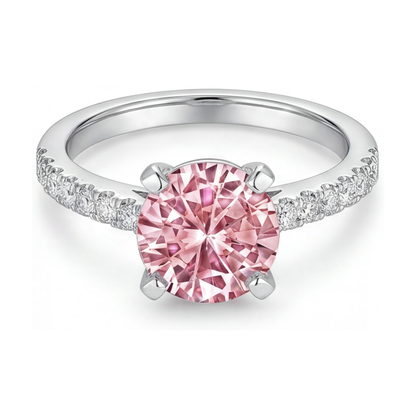 Pink Diamond Anniversary Ring 1.66 Carat Round
