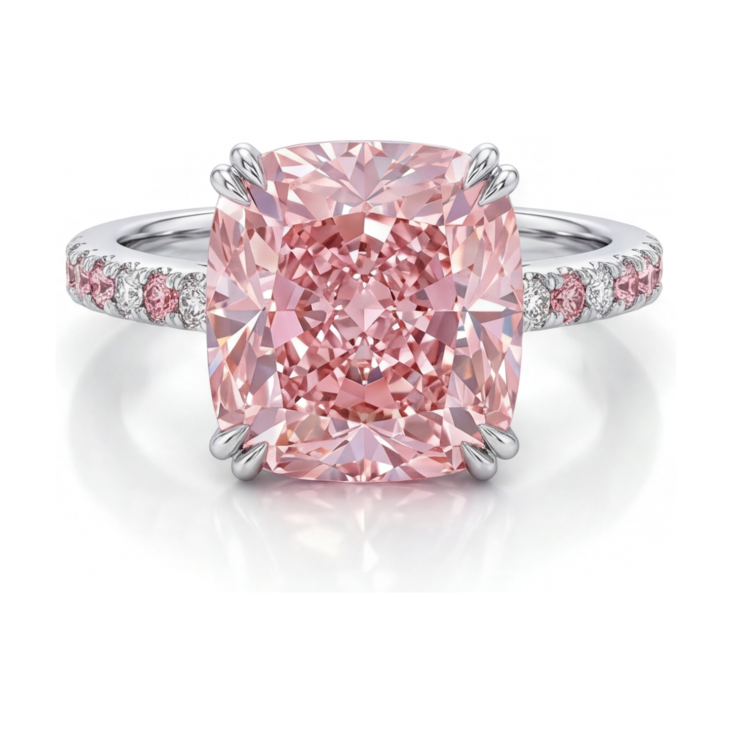 Pink Diamond Anniversary Ring 4.4 Carat Cushion