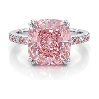 Pink Diamond Anniversary Ring 4.4 Carat Cushion