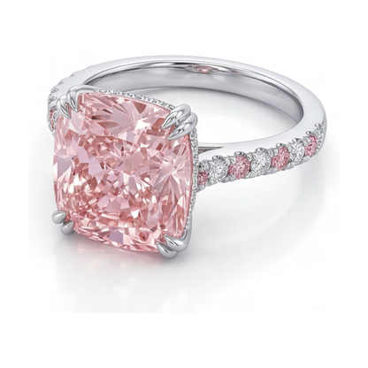Pink Diamond Anniversary Ring 4.4 Carat Cushion