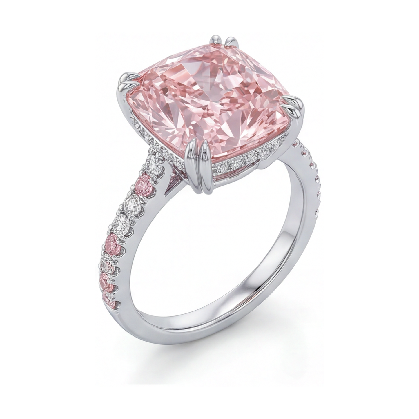 Pink Diamond Anniversary Ring 4.4 Carat Cushion
